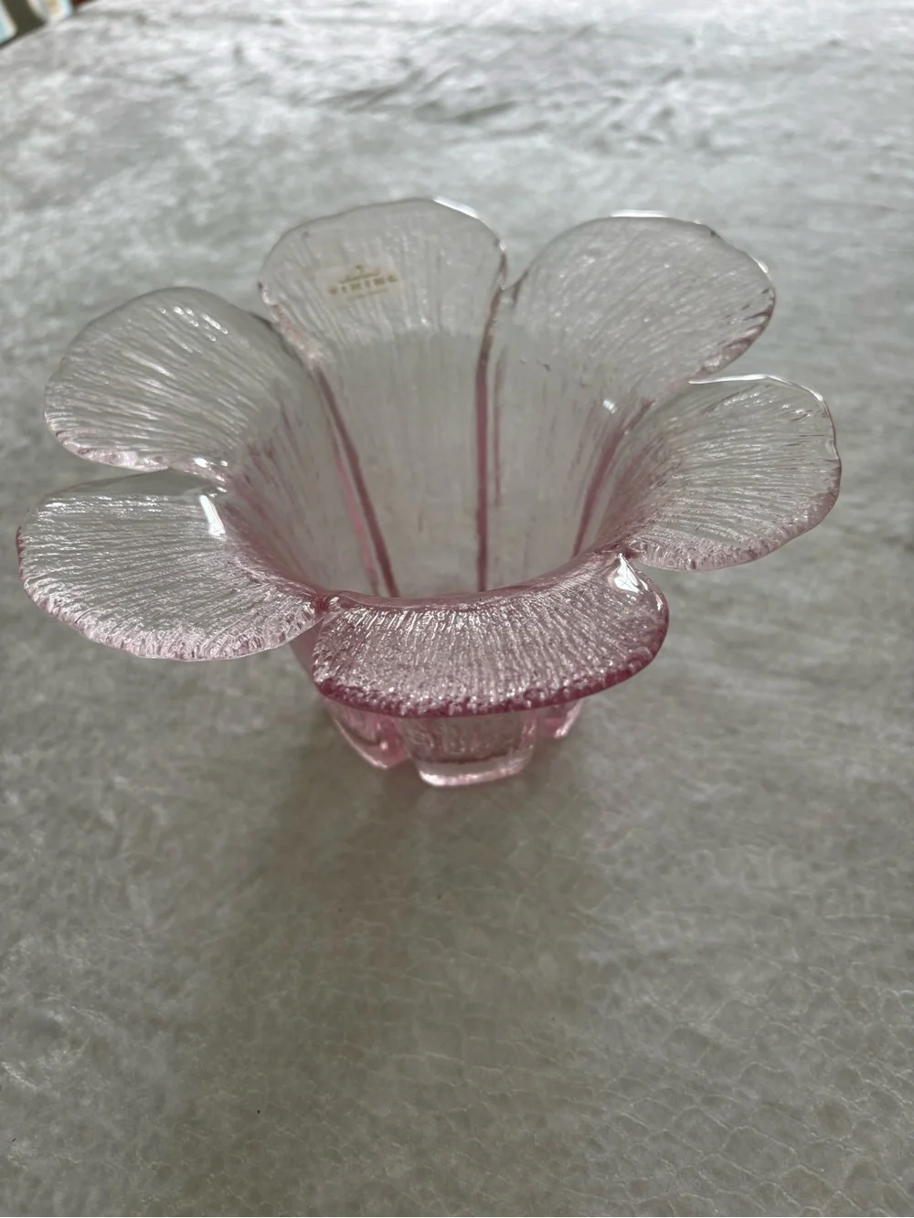 Vintage Viking Pink Glass Flower Bowl - Decorative Home Accent